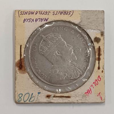 LOT 243: British Straits Settlements 1908 Dollar Coin