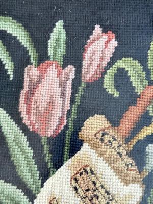 LOT 41D: Vintage Framed Hand Crafted Music & Floral Themed Cross Stitch Artwork (Artists' Oasis)