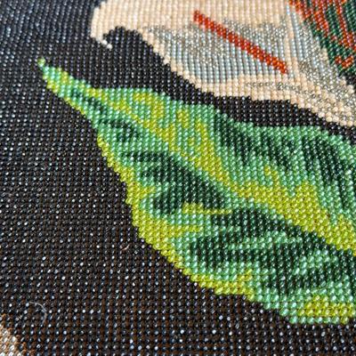 LOT 42D: Vintage Hand Crafted Intricate Beaded Cala Lily Artwork Dated 7/20/1985 "signed" E.T.
