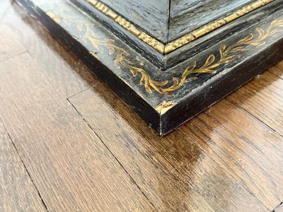 LOT 43D: Vintage Hand Painted & Artist El Sharbatly Signed Black Floral Column Pedestal