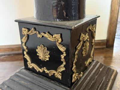 LOT 43D: Vintage Hand Painted & Artist El Sharbatly Signed Black Floral Column Pedestal