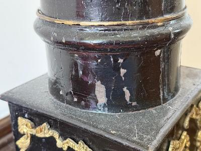 LOT 43D: Vintage Hand Painted & Artist El Sharbatly Signed Black Floral Column Pedestal