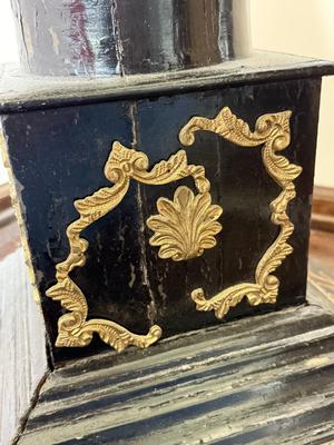 LOT 43D: Vintage Hand Painted & Artist El Sharbatly Signed Black Floral Column Pedestal