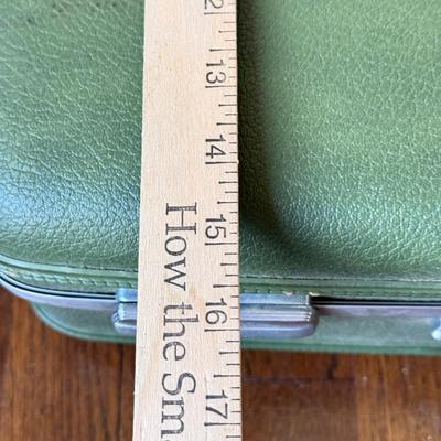 LOT 45D: Vintage Luggage: 1950s West Germany Hat Box Suitcase & 1960s Hard Shell American Tourister Suitcases in Green & Yellow