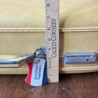 LOT 45D: Vintage Luggage: 1950s West Germany Hat Box Suitcase & 1960s Hard Shell American Tourister Suitcases in Green & Yellow