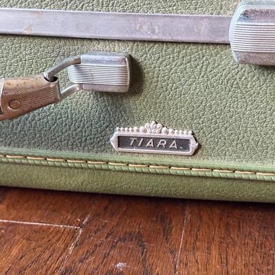 LOT 45D: Vintage Luggage: 1950s West Germany Hat Box Suitcase & 1960s Hard Shell American Tourister Suitcases in Green & Yellow
