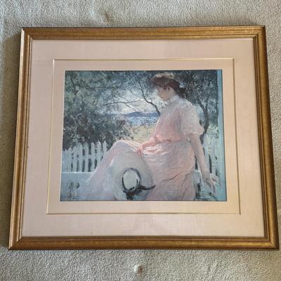 LOT 50L: Vintage Bombay Company Framed Print of 1907 "Eleanor" by Frank Weston Benson (American, 1862-1951)