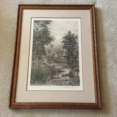 LOT 51L: Early Vintage "Vale of Lynn" Restrike Engraving of Lee Bros (London) Strike Plate Hand Painted in Water Color