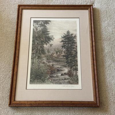 LOT 51L: Early Vintage "Vale of Lynn" Restrike Engraving of Lee Bros (London) Strike Plate Hand Painted in Water Color
