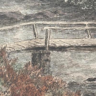 LOT 51L: Early Vintage "Vale of Lynn" Restrike Engraving of Lee Bros (London) Strike Plate Hand Painted in Water Color