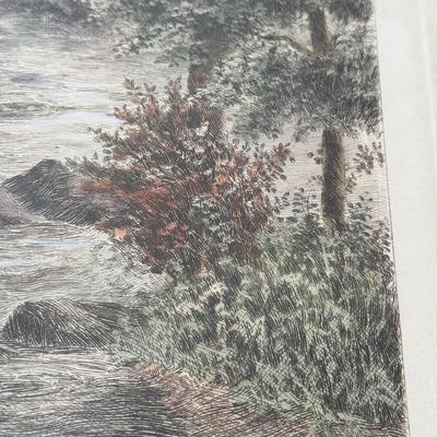 LOT 51L: Early Vintage "Vale of Lynn" Restrike Engraving of Lee Bros (London) Strike Plate Hand Painted in Water Color