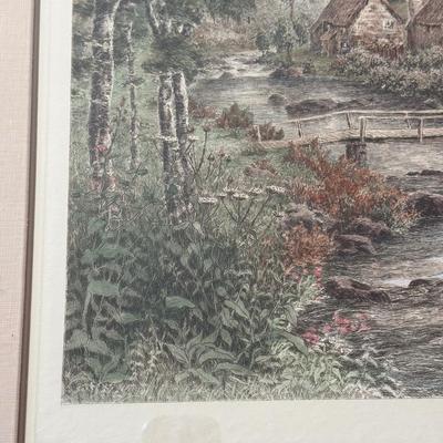 LOT 51L: Early Vintage "Vale of Lynn" Restrike Engraving of Lee Bros (London) Strike Plate Hand Painted in Water Color