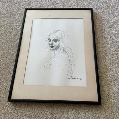 LOT 53L: Pair of 1970 Signed E. Endres after Leonardo da Vinci (Italian, 1452-1519) Drawings: "Study of a Girl's Head"...