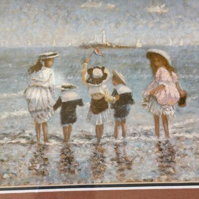 LOT 54L: Four Framed Vintage Beach Prints by Paul E Legrand (French 1860-1951) & René Legrand (French, 1923-1996)