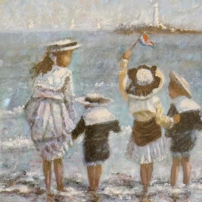 LOT 54L: Four Framed Vintage Beach Prints by Paul E Legrand (French 1860-1951) & René Legrand (French, 1923-1996)