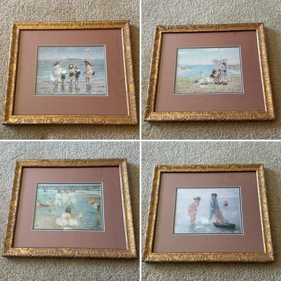 LOT 54L: Four Framed Vintage Beach Prints by Paul E Legrand (French 1860-1951) & René Legrand (French, 1923-1996)