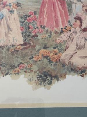 LOT 55L: Framed Maud Humphrey (American, 1868-1940) Victorian Era Children Art Prints: "War of the Roses" & :Miss...
