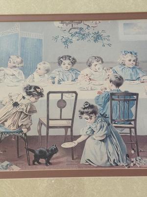 LOT 55L: Framed Maud Humphrey (American, 1868-1940) Victorian Era Children Art Prints: "War of the Roses" & :Miss...