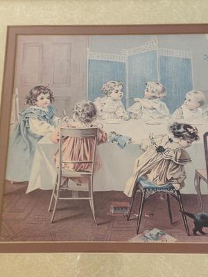 LOT 55L: Framed Maud Humphrey (American, 1868-1940) Victorian Era Children Art Prints: "War of the Roses" & :Miss...