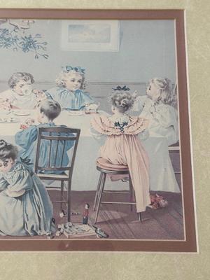 LOT 55L: Framed Maud Humphrey (American, 1868-1940) Victorian Era Children Art Prints: "War of the Roses" & :Miss...
