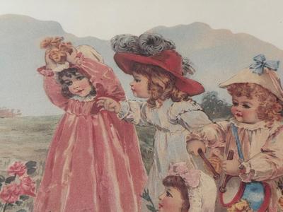 LOT 55L: Framed Maud Humphrey (American, 1868-1940) Victorian Era Children Art Prints: "War of the Roses" & :Miss...
