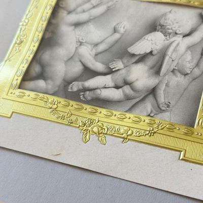 LOT 56L: Vintage Cherub Prints: "Cupid Awake" & "Cupid Asleep" Diptych by Repro by Gallery Graphics, Original...
