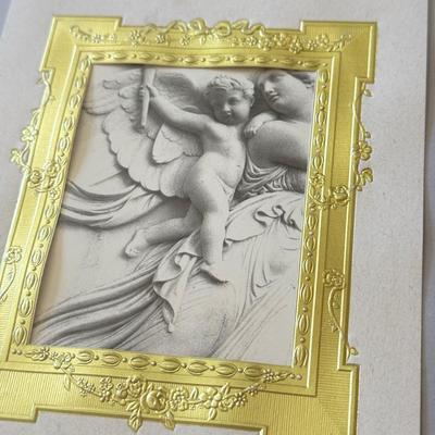 LOT 56L: Vintage Cherub Prints: "Cupid Awake" & "Cupid Asleep" Diptych by Repro by Gallery Graphics, Original...