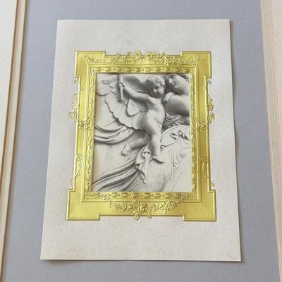 LOT 56L: Vintage Cherub Prints: "Cupid Awake" & "Cupid Asleep" Diptych by Repro by Gallery Graphics, Original...