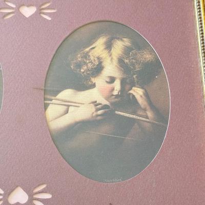 LOT 56L: Vintage Cherub Prints: "Cupid Awake" & "Cupid Asleep" Diptych by Repro by Gallery Graphics, Original...