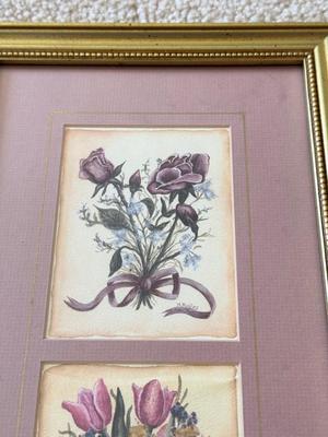 LOT 57L: Vintage Robert Furber (British, 1674-1756) "April" Print, "Pansies in a Pewter Vase" by Paul de Longpré...
