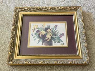 LOT 57L: Vintage Robert Furber (British, 1674-1756) "April" Print, "Pansies in a Pewter Vase" by Paul de Longpré...
