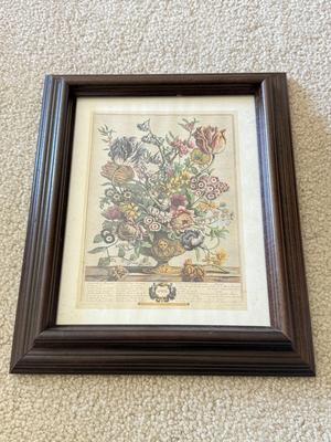 LOT 57L: Vintage Robert Furber (British, 1674-1756) "April" Print, "Pansies in a Pewter Vase" by Paul de Longpré...