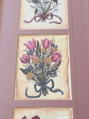 LOT 57L: Vintage Robert Furber (British, 1674-1756) "April" Print, "Pansies in a Pewter Vase" by Paul de Longpré...