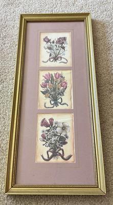 LOT 57L: Vintage Robert Furber (British, 1674-1756) "April" Print, "Pansies in a Pewter Vase" by Paul de Longpré...