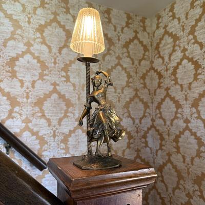 LOT 58H: Antique French Art Nouveau Bronze Ballerina Dancer Sculpture Lamp Cast circa 1880-1910