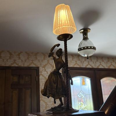 LOT 58H: Antique French Art Nouveau Bronze Ballerina Dancer Sculpture Lamp Cast circa 1880-1910