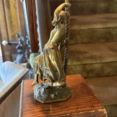 LOT 58H: Antique French Art Nouveau Bronze Ballerina Dancer Sculpture Lamp Cast circa 1880-1910