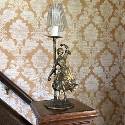 LOT 58H: Antique French Art Nouveau Bronze Ballerina Dancer Sculpture Lamp Cast circa 1880-1910