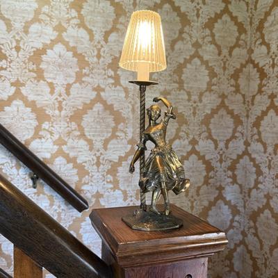 LOT 58H: Antique French Art Nouveau Bronze Ballerina Dancer Sculpture Lamp Cast circa 1880-1910