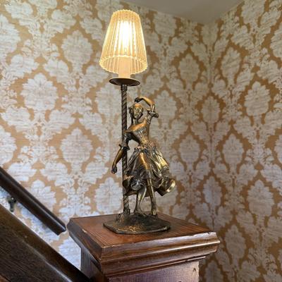 LOT 58H: Antique French Art Nouveau Bronze Ballerina Dancer Sculpture Lamp Cast circa 1880-1910