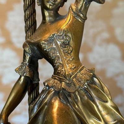 LOT 58H: Antique French Art Nouveau Bronze Ballerina Dancer Sculpture Lamp Cast circa 1880-1910