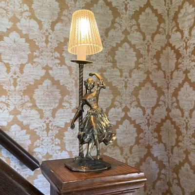 LOT 58H: Antique French Art Nouveau Bronze Ballerina Dancer Sculpture Lamp Cast circa 1880-1910