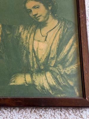 LOT 101L: Vintage Framed Self-Portrait, Portrait of Saskia Van Uylenborch & "Woman in the Window" Monochrome Rembrandt...