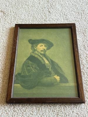 LOT 101L: Vintage Framed Self-Portrait, Portrait of Saskia Van Uylenborch & "Woman in the Window" Monochrome Rembrandt...