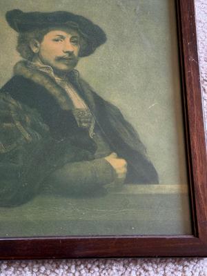LOT 101L: Vintage Framed Self-Portrait, Portrait of Saskia Van Uylenborch & "Woman in the Window" Monochrome Rembrandt...