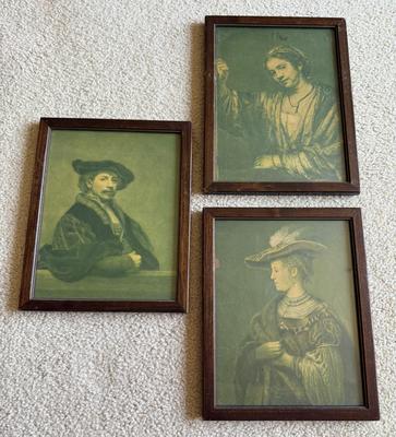 LOT 101L: Vintage Framed Self-Portrait, Portrait of Saskia Van Uylenborch & "Woman in the Window" Monochrome Rembrandt...