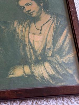 LOT 101L: Vintage Framed Self-Portrait, Portrait of Saskia Van Uylenborch & "Woman in the Window" Monochrome Rembrandt...