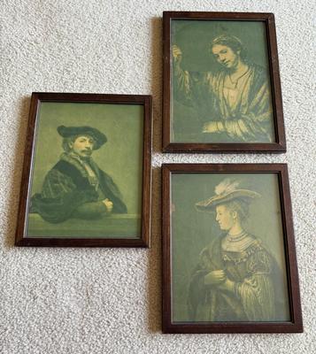 LOT 101L: Vintage Framed Self-Portrait, Portrait of Saskia Van Uylenborch & "Woman in the Window" Monochrome Rembrandt...