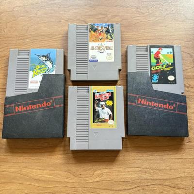 LOT 103F: 1980s-1990s Nintendo Entertainment System NES Game Cartridges: Lee Trevino's Fighting Golf, Nintendo Sports Series Golf,...