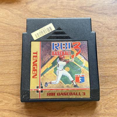 LOT 105F: 1980s-90s Tengen RBI Baseball 3 & NES Game Cartridges: Nintendo World Cup, Milton Bradley World Games by Epyx, Jaleco...